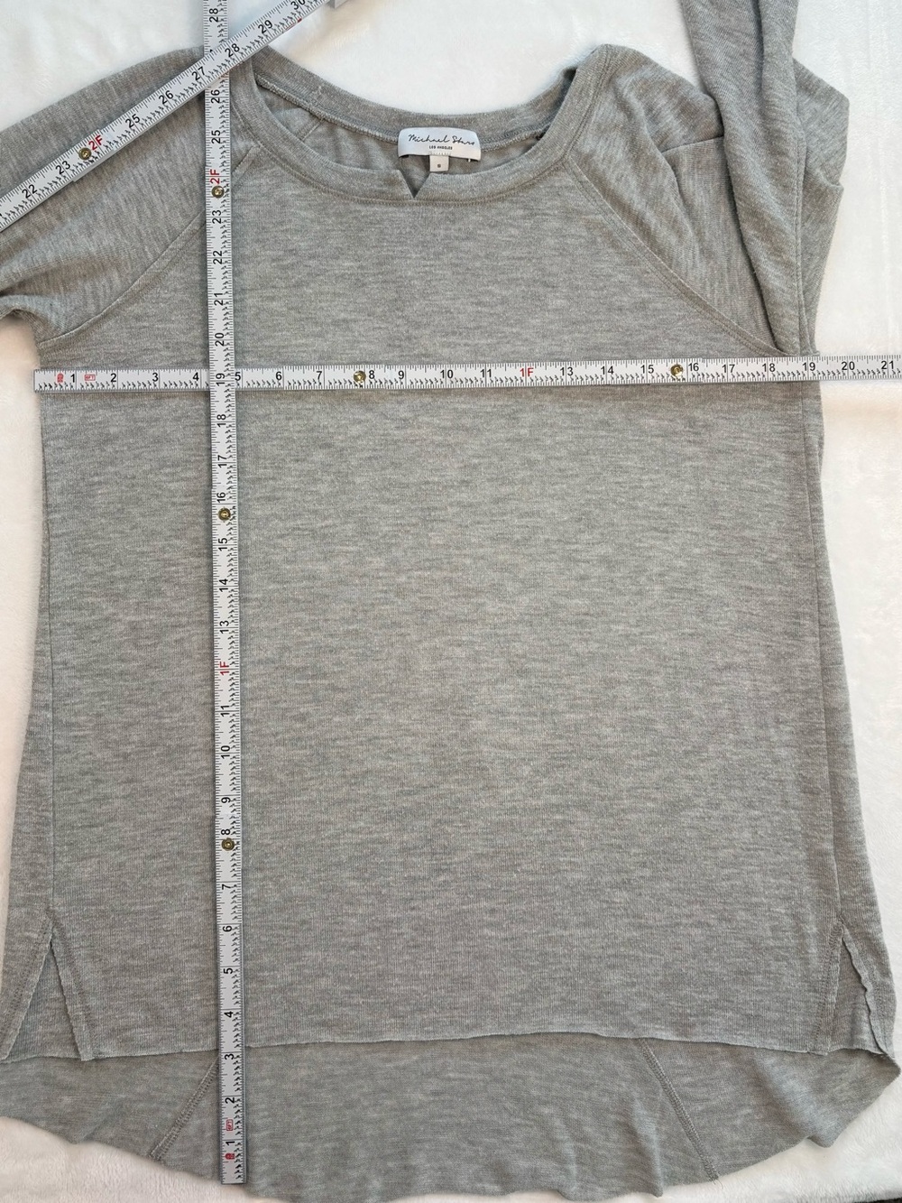 MICHAEL STARS Gray Long Sleeve Top Small Soft Stretch USA Made Pullover - Picture 10 of 10